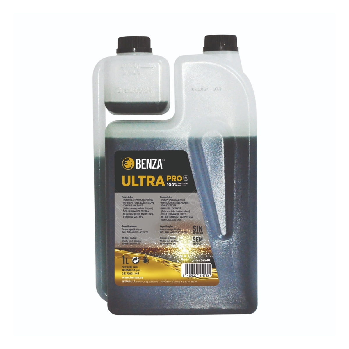 ACEITE 2T 1L 100% SINT BENZA CON DOSIFICADOR